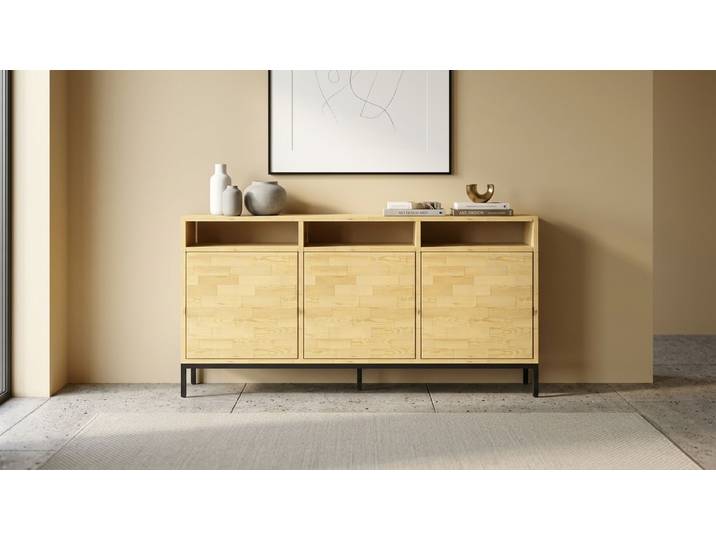 Breites Sideboard aus Kiefer Kiefer Natur geölt