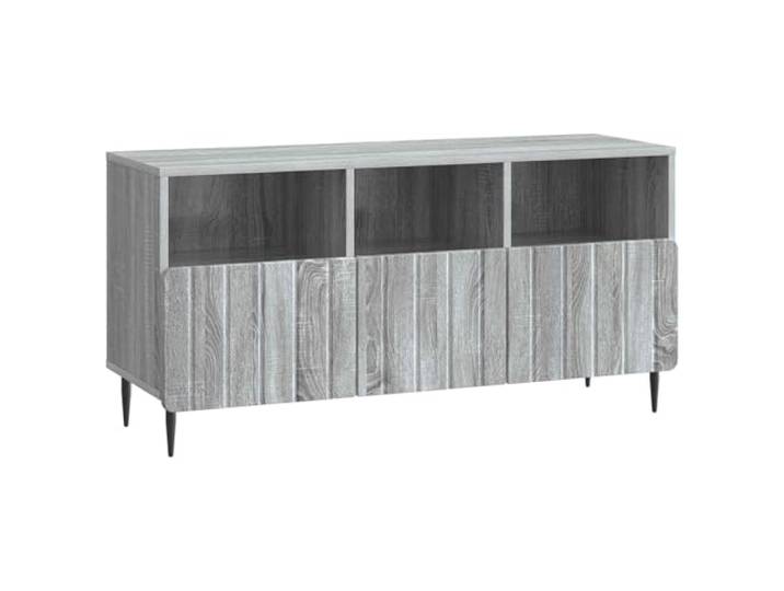 KTHLBRH TV-Schrank Sonoma-Grau 102 x 34,5 x 50 cm aus technischem Holz 3 Schubladen mit Rollenführungen, 10 cm Beine, maximales Gewicht 60 kg, Stahllegierungen, Montage erforderlich