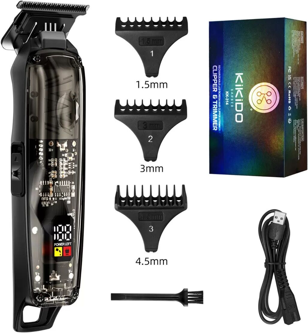 INF Tondeuse et trimmer professionnel rechargeable USB à affichage digital