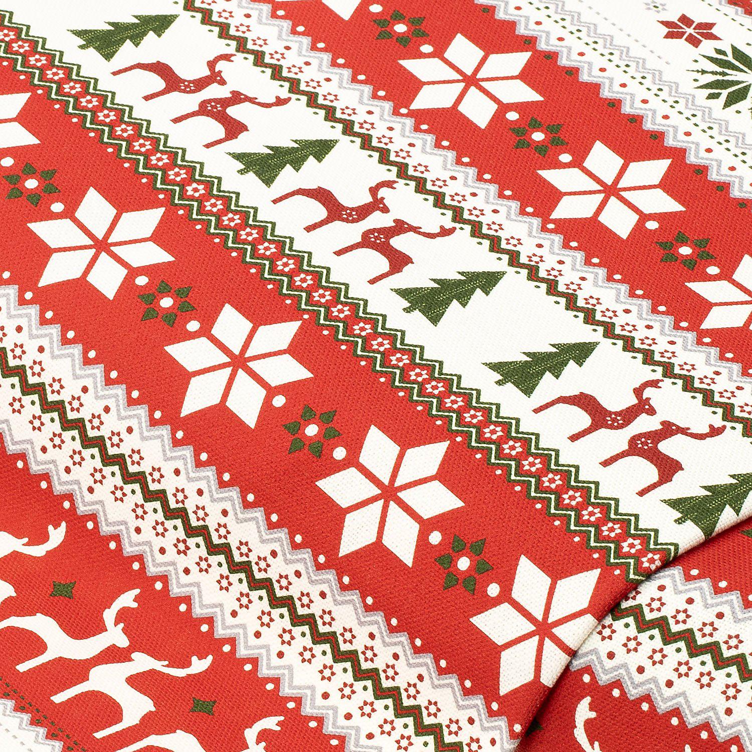 Baumwoll-Canvas Norweger-Muster "Doreen", rot-color