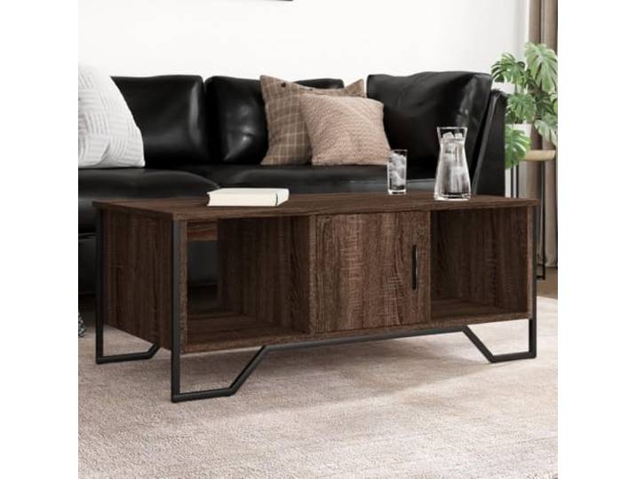 HEFZGDB Couchtisch Braun Eichen-Optik 100x51x40 cm Holzwerkstoff mit Stauraum, Stabiler Tischplatte für Wohnzimmer, Beistelltisch, Ablagetisch, langlebiges Möbelstück