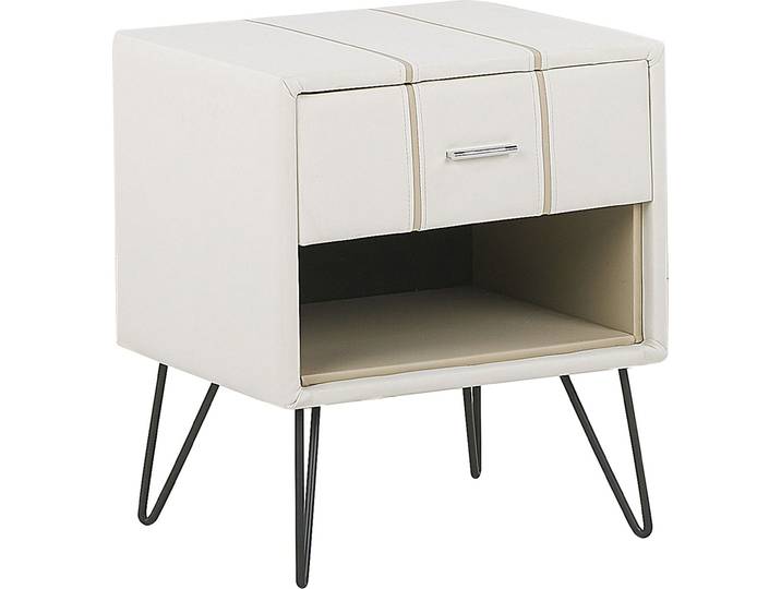BELIANI Nachttisch Hellbeige Kunstleder mit Schublade und Fach Modern Minimalistisch Glamour Look Schlafzimmer