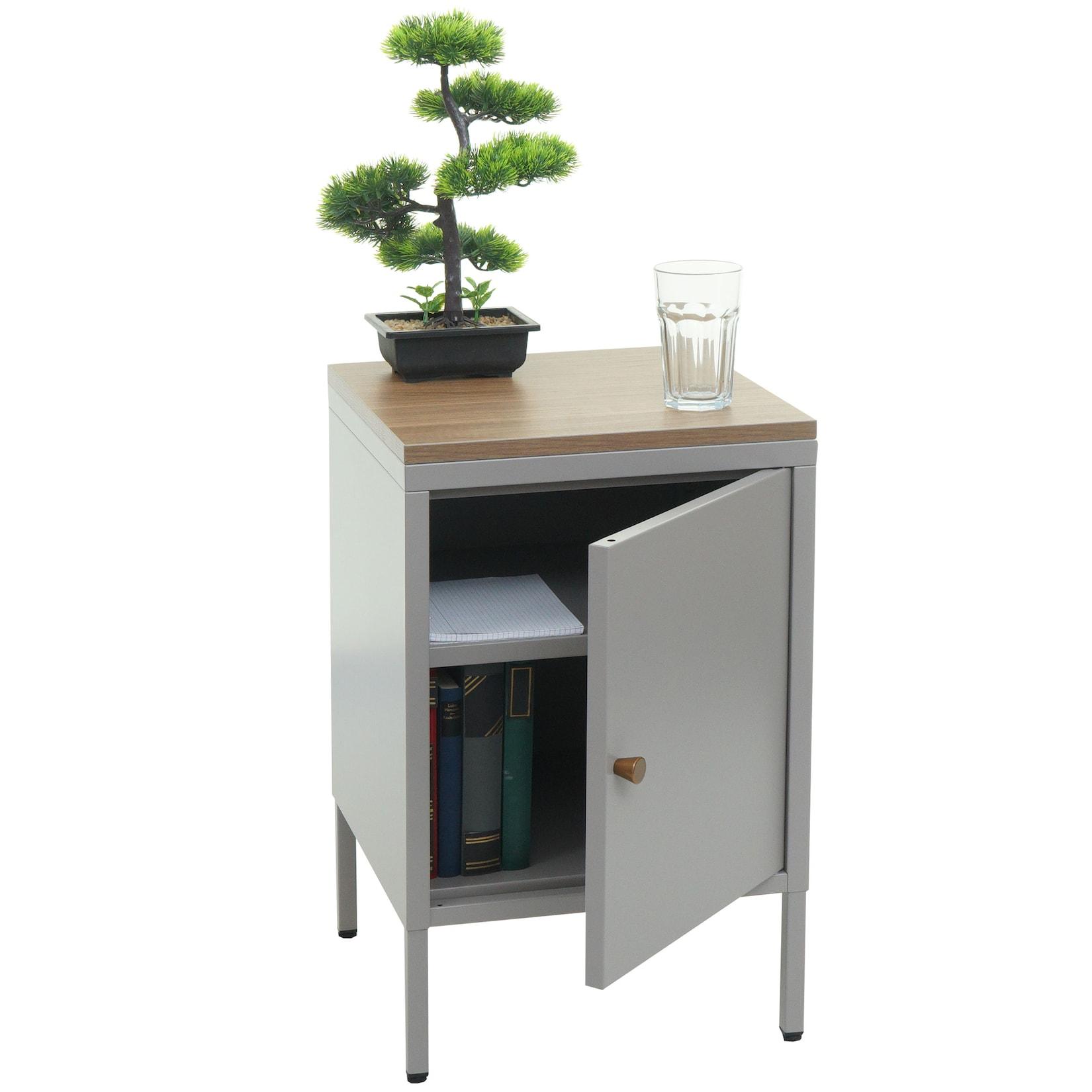 Nachttisch MCW-L84, Nachtschrank Kommode Beistelltisch Schrank, Metall 63x40x40cm, Melaminbeschichtet ~ grau