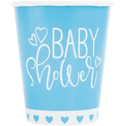 Baby Shower hellblaue Herzen 8 Becher