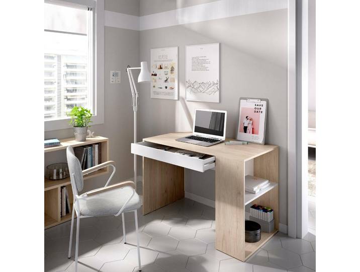 Arianella - Bureau\, 115x50x74h cm Chêne Brun\, Modulable