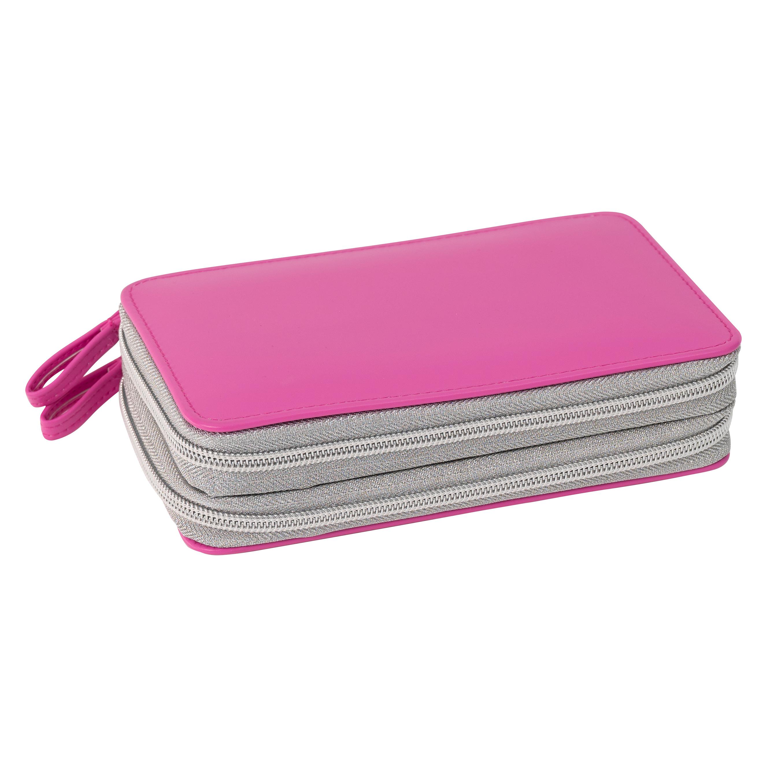 Magni EBERHARD FABER Schüleretui Doppeldecker Leder gefüllt pink 24 Teile (577429)
