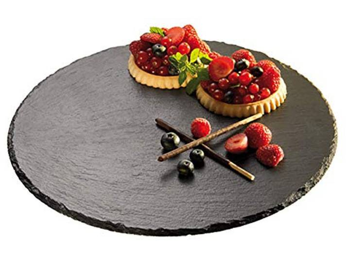 APS Plat à tarte en ardoise naturelle\, rond\, anthracite