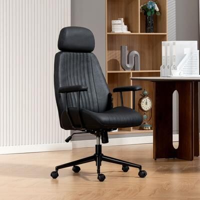 XINMICS Ergonomic Executive Office Chair, High Back Faux Leather Desk Chair with Headrest and Swivel for Home Office - N/A
