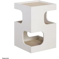 HTI-Living, Couchtisch + Beistelltisch, Couchtisch Beistelltisch Cedrik Weiss-Artisaneiche (40 x 40 x 60.50 cm)