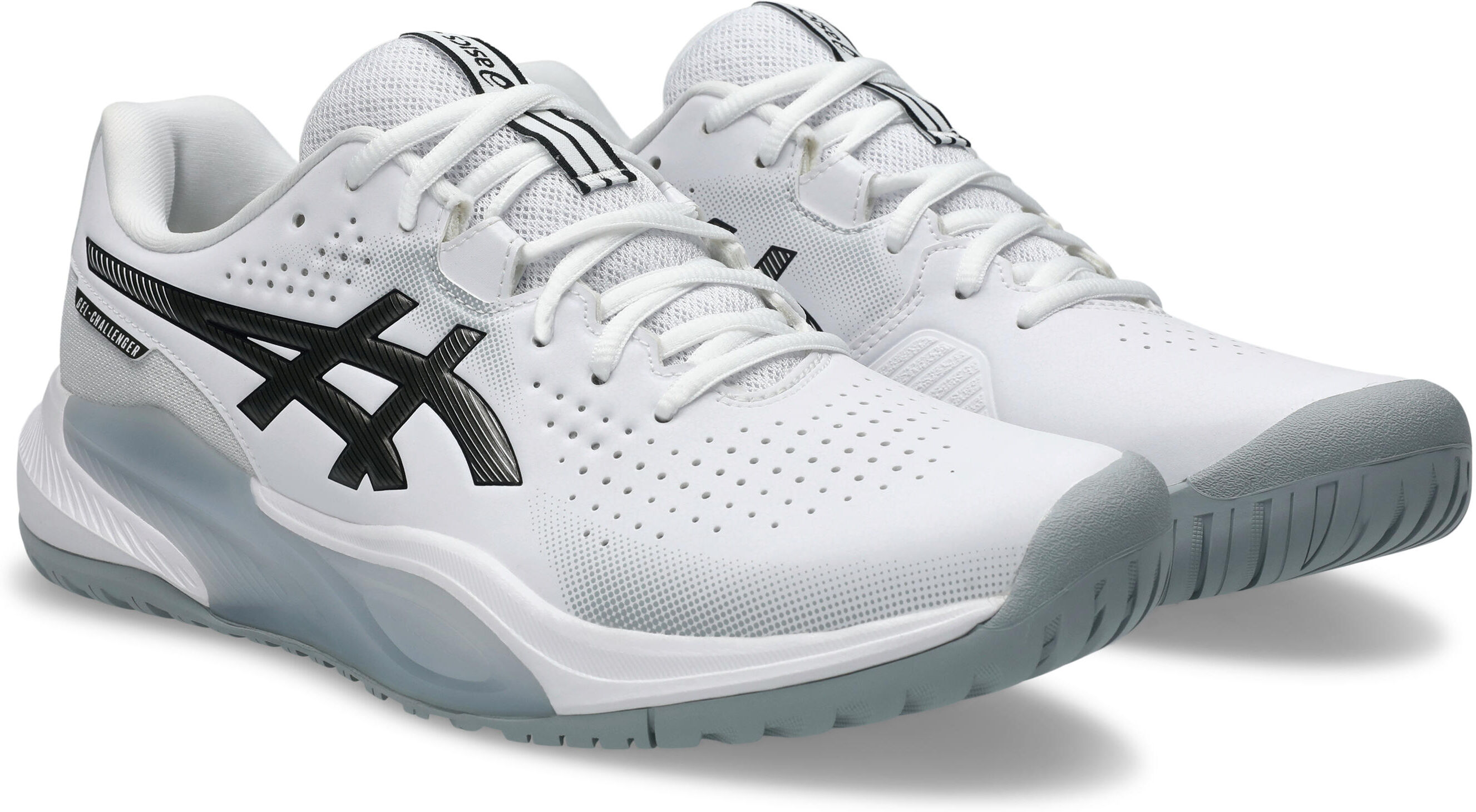 Tennisschuh ASICS "GEL-CHALLENGER 15", Herren, Gr. 48, weiß, gunmetal, Synthetik, Schuhe Tennisschuh, All-Court-Schuh für alle Untergründe
