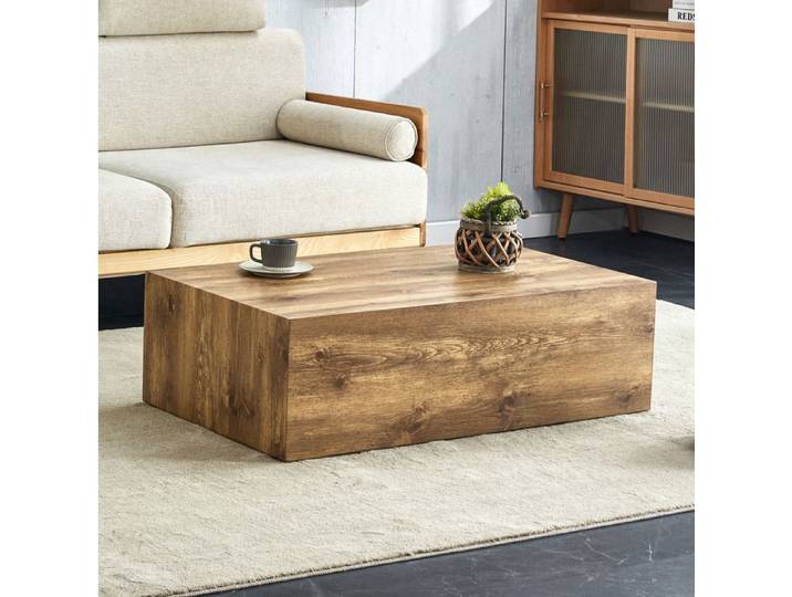 Table basse rectangulaire SENVIRO au grain de bois 90 x 50 x 30 cm bois