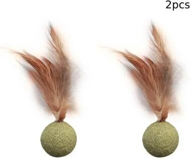 Uplifted Finds Dental Logic Feathered Catnip Sphere 2 Pcs