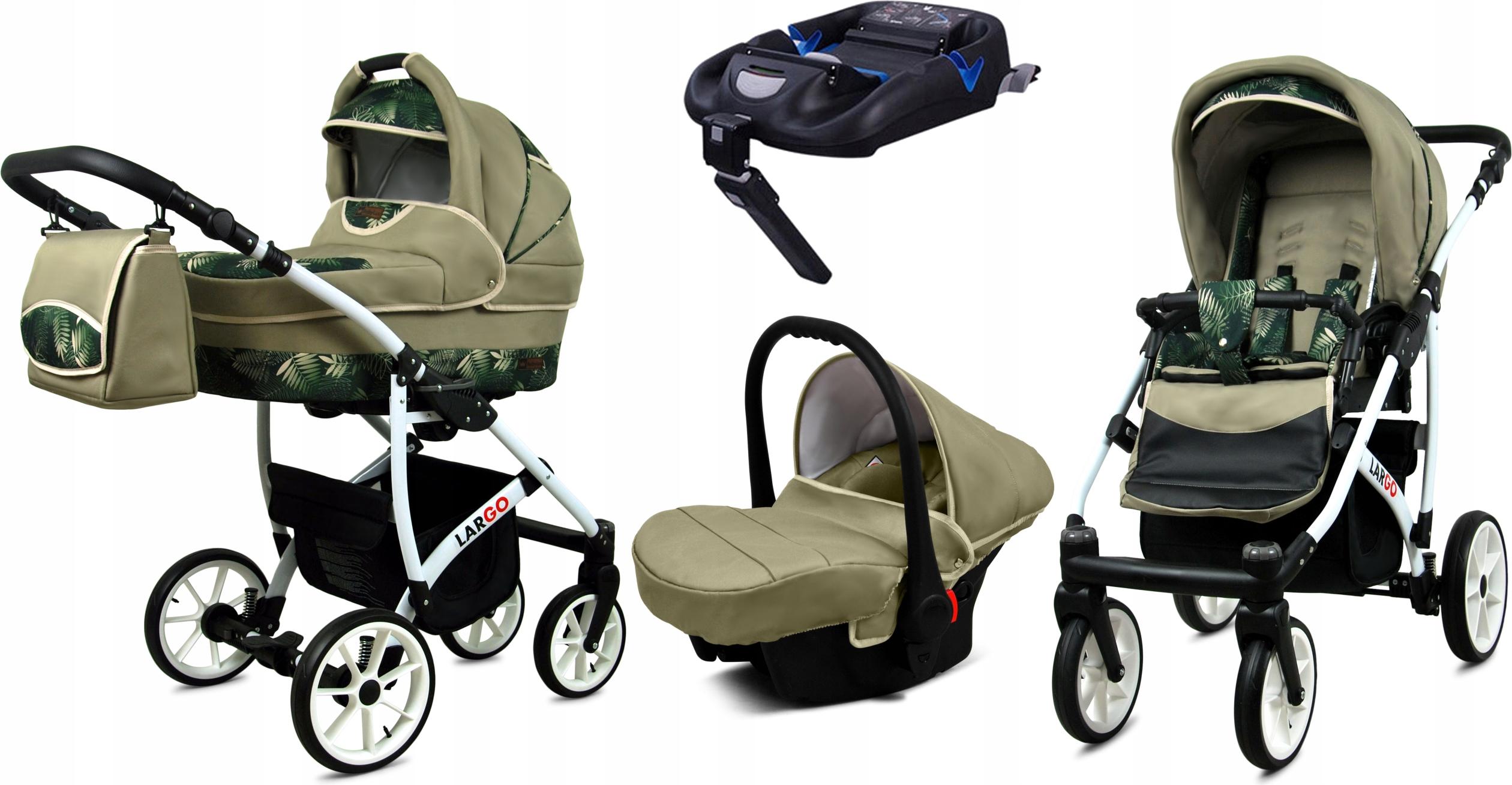BabyLux Largo | 4in1 Kinderwagen Set | Lern Leaf | Kombikinderwagen | Kinderwagenset | Isofix-B