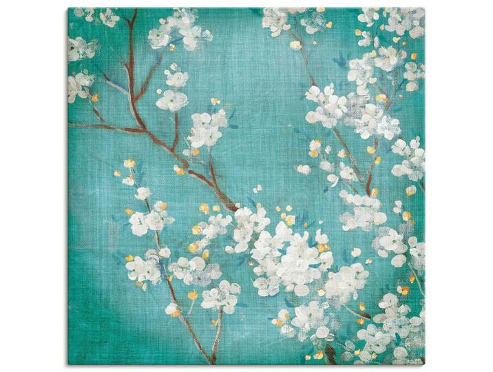 Leinwandbild ARTLAND Weisse Kirschblüten II , grün (farbe bild(er): grün), B:70cm H:70cm, Bilder, Leinwandbild, auf Holzrahmen gespannt