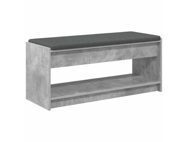 GKHPYURE Sitzbank für den Eingang, Zementgrau, 103 x 38 x 45 cm Holztechnik, Stoffkissen, Aufbewahrungsregale, ohne Rückenlehne, minimalistischer Stil, für Flur und Eingangsbereich