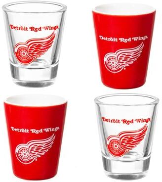 Evergreen 4-Piece Ceramic and Glass 2 oz. Shot Glass Set, Detroit Red Wings