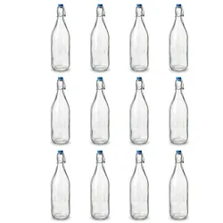 Gastronoble Olympia Glasflaschen mit Bügelverschluss | 1L | 12 Stück | Spülmaschinenfest