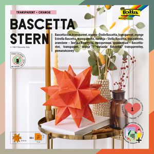 Folia Faltblätter 840/1515 Bascetta Stern Set, 15 x 15cm, 115g/m², orange transparent, 32 Blatt