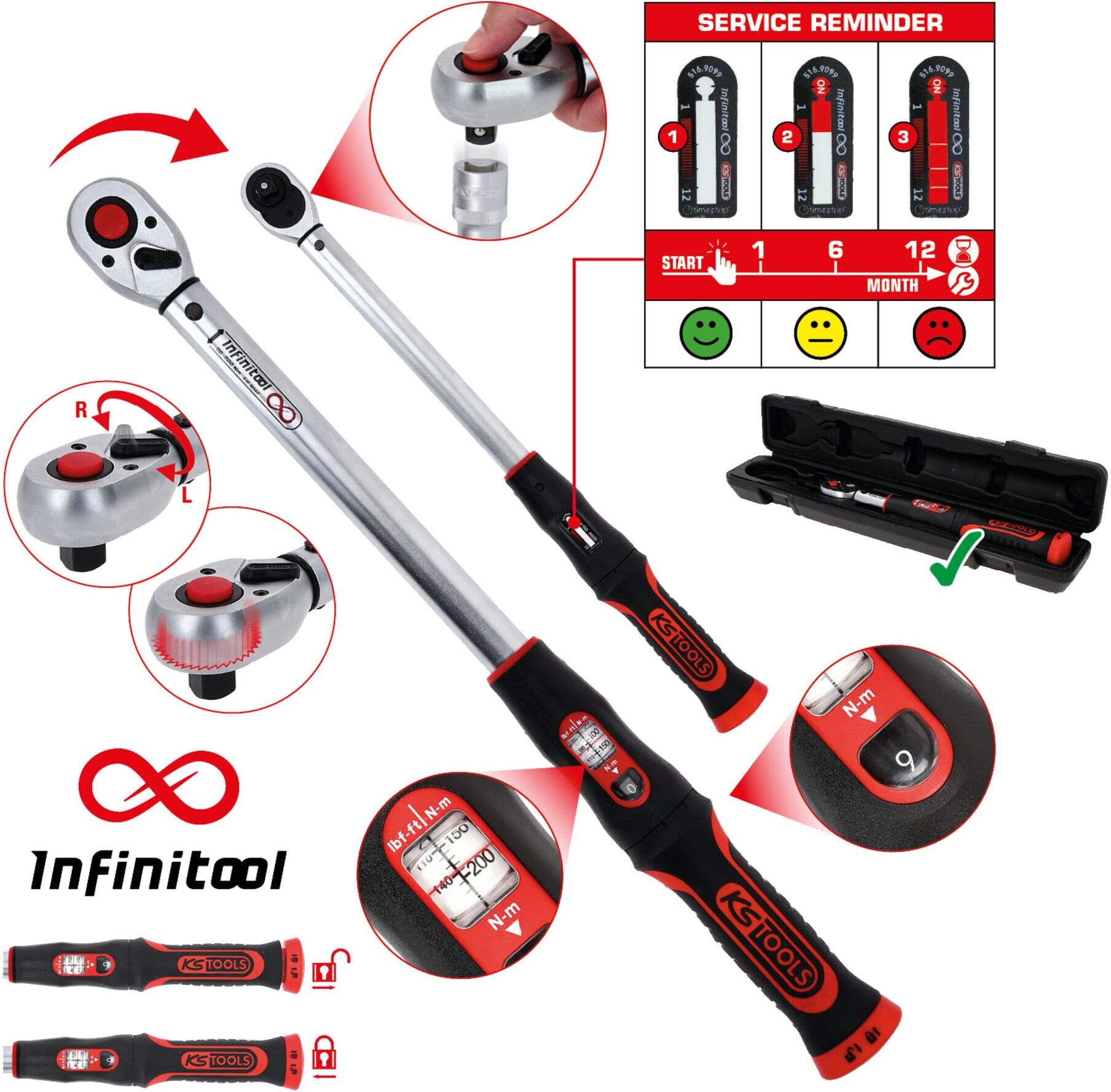 KS Tools 3/4" INFINITOOL Ratschen-Drehmomentschlüssel, 150-750 Nm (516.9093)