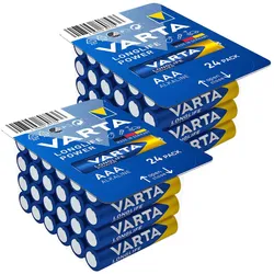 Varta 2er-Set Longlife Power Alkaline-Batterien Typ AAA / Micro, 1,5 Volt, 2x 24er-Pack (2 Stk., AAA), Batterien + Akkus