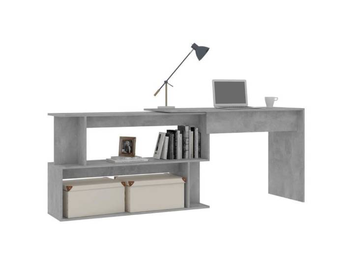 SUP396282 Bureau d'angle Contemporain - Table de bureau Mobilier Meuble De Bureau Gris béton 200x50x76 cm Aggloméré BestMeuble