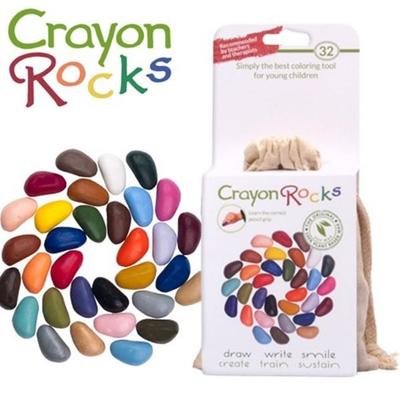 Crayon Rocks - 32 Malsteine im Baumwollbeutel, Soja-Wachsmalkreiden