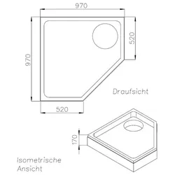 Neuesbad Wannenträger für Duscholux Cordoba Five Trend 100x100x5 Fünfeck SD22868