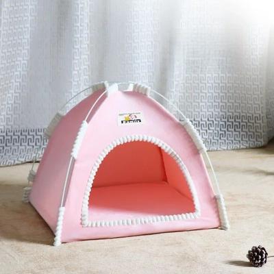 Uplift Essentials Semi Enclosed Canvas Pet Tent Bed cherry Blossom Pink l