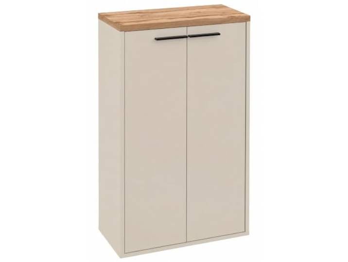 Schildmeyer Highboard Saga 161787, Cremebeige/Eiche Landhaus Dekor 55 x 28 x 100,3 cm, Made in Germany,
