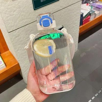 Uplift Picks 750 ML Flat Water Bottle With Time Marker Leakproof Portable Sports Bottle white 750 Ml