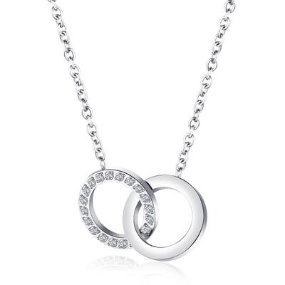 Kette mit Anhänger FIRETTI "Schmuck Geschenk Unity", silber (edelstahlfarben), Halsketten, Damen, Edelstahl, L: 51, mit Zirkonia (synth.)