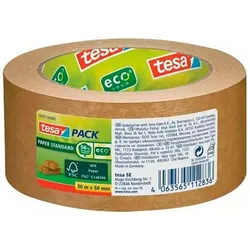 tesa, Klebeband, Verpackungsband Pack Papier Standard ecoLogo 58291, 50 mm x 50 m, braun (50 mm)