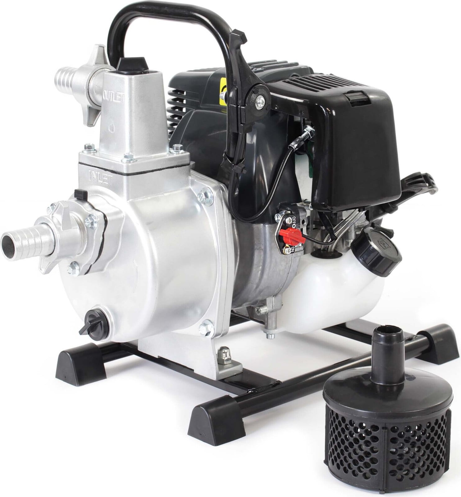 Wiltec Benzine Waterpomp met 1 kW en 4-takt motor, 8.000 liter per uur, 30 meter opvoerhoogte