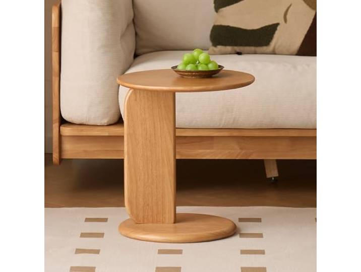 YESWOOD Beistelltisch Rund Ø35 cm aus Massivholz, Sofatisch Wohnzimmer Kompakter Rubberwood Massivholz Tisch mit natürlicher Oberfläche, ideal als Beistelltisch neben Sofa oder Sessel