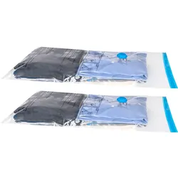 Geniales 2er Set Vakuumbeutel 86x50 & 130x74cm für Kleidung/Textilien - mit Staubsaugerventil & Clip - Super platzsparend