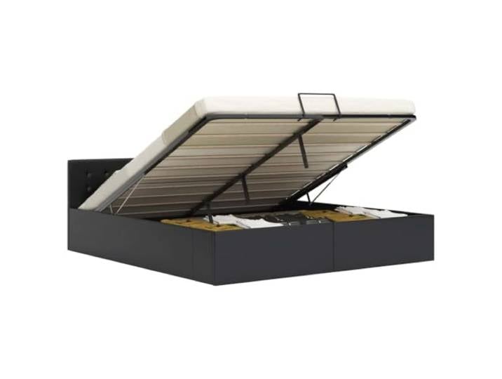 YNGBHFNOP Kunstleder Hydraulisches Stauraumbett Modern 160x200 Schwarz Stauraumbett Hydraulisch 160x200 Kunstleder Bett mit Bettkasten Doppelbett Polsterbett mit Lattenrost Schwarz