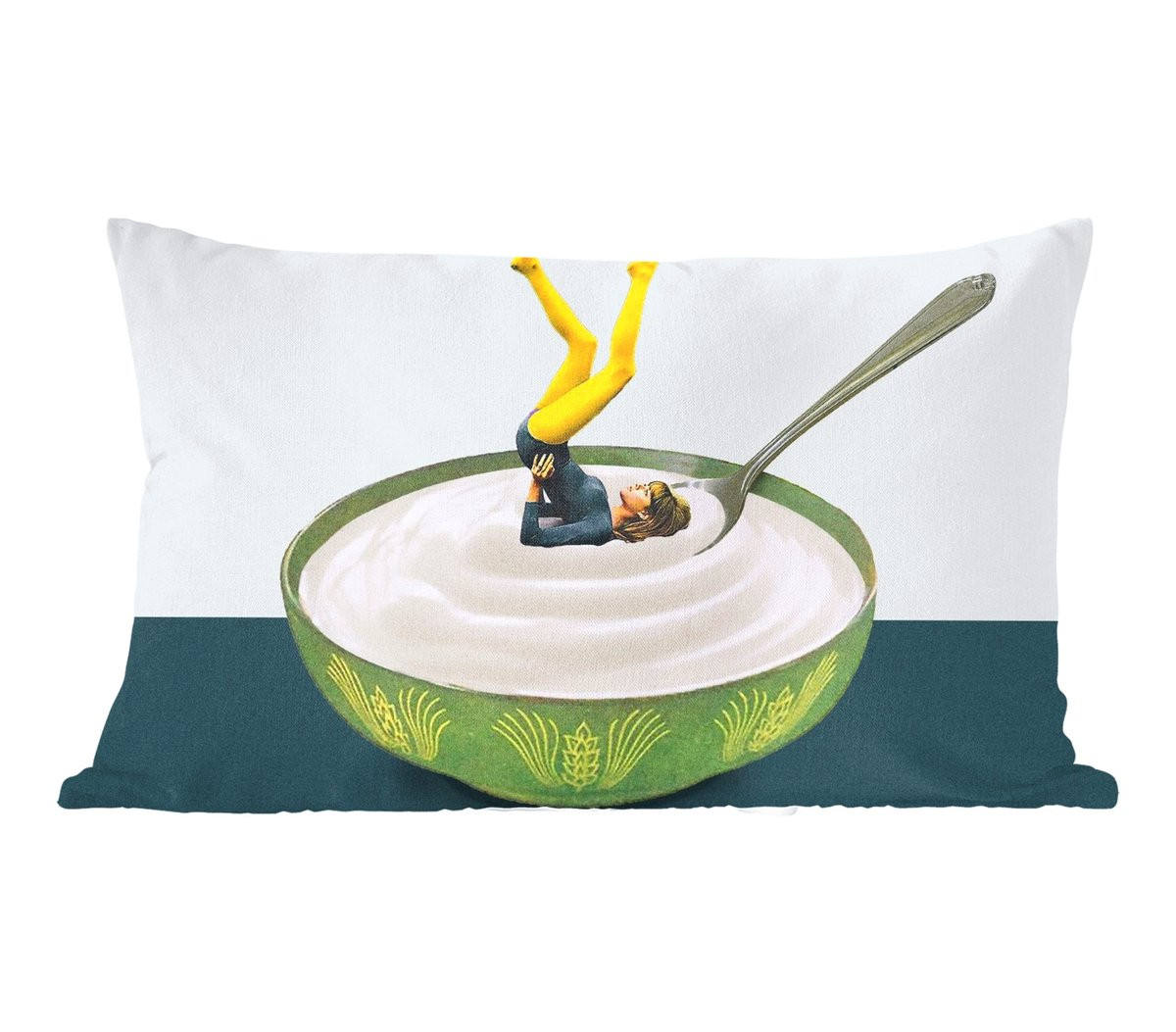 PillowMonkey Sierenkussen Retro Yoga - Yoghurt - 50 x 30 cm