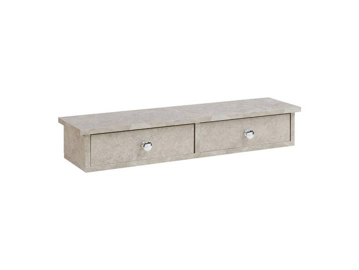 [en.casa] Wandregal Geeste, Graubraun, Marmor Optik, 2 Schubladen, Rechteckig, 15x10x60 cm, Wohnzimmer, Regale, Wandregale