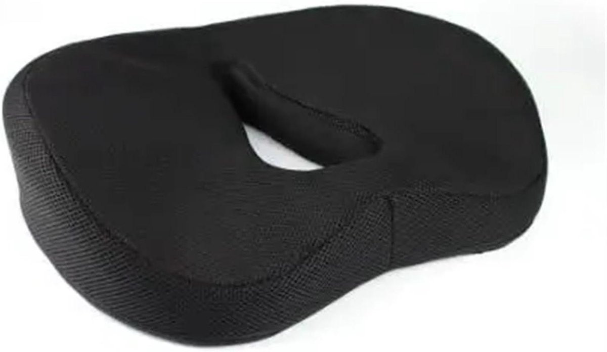 Zitkussen Donutkussen voor Stuitbeen - Comfortabel Traagschuim - Zwart - 500 gram