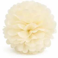 Creativery 1 Pompon 20cm Seidenpapier Pompoms Papierblumen Hängedeko Partydeko Kugeln Creme