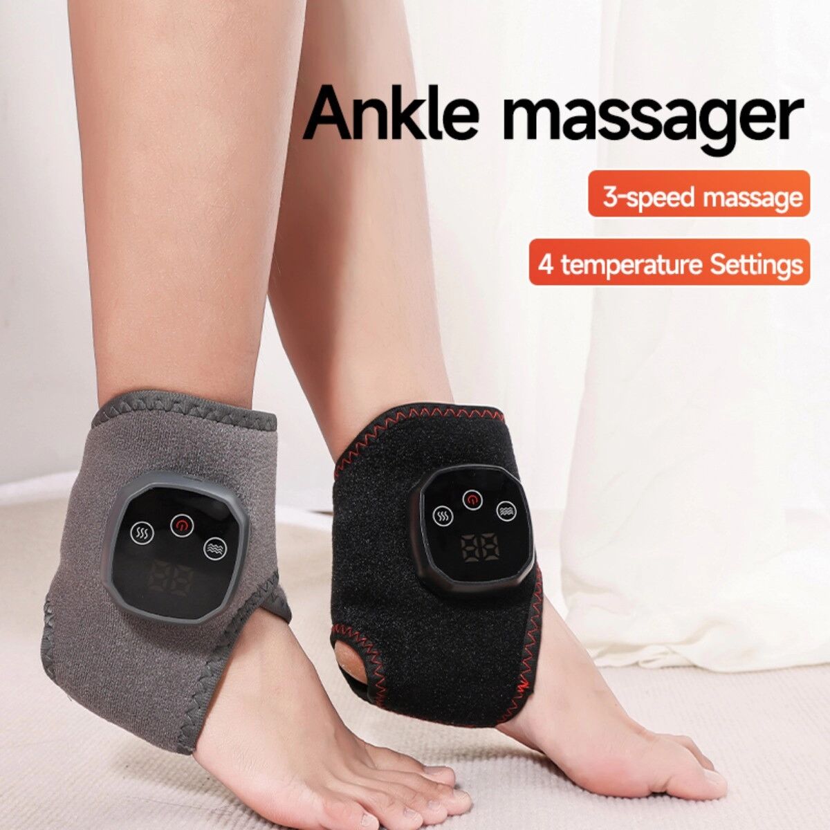 INF Masseur de cheville intelligent (pied unique) - Bande chauffante sans fil rechargeable avec écran HD, chaleur réglable et