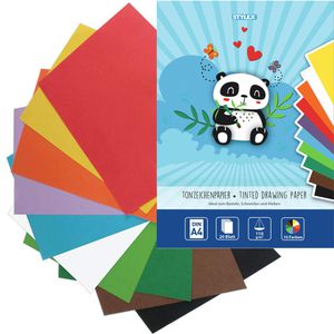 Stylex Tonpapier 46723, A4, 10 Farben sortiert, 110g/m², 20 Blatt