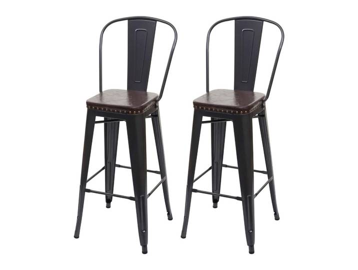 Jamb Barhocker H10C Schwarz, Braun 2er-Set, Metall, 43x115x46 cm, Esszimmer, Barmöbel, Barhocker