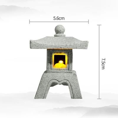 Inspired Living Serenity Mini Pagoda Lantern Zen Garden Decor & Bonsai Landscape Statue four Corner Lamp