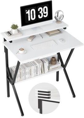 No Computer Desk with 2-Tier Shelf