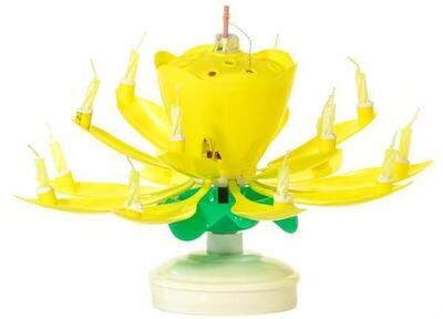 GreatGadgets LLC Blooming Musical Flower Birthday Candle Magic Lotus Candle Yellow