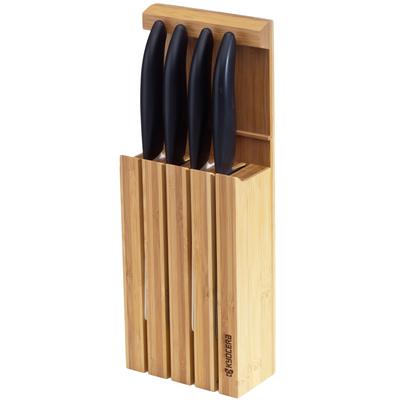 Messerblock KYOCERA, braun (holzfarben), B:12cm H:7cm, Messerblöcke, Messerblock, für Schublade, zum Aufstellen und Aufhängen, inkl. 4 Messern