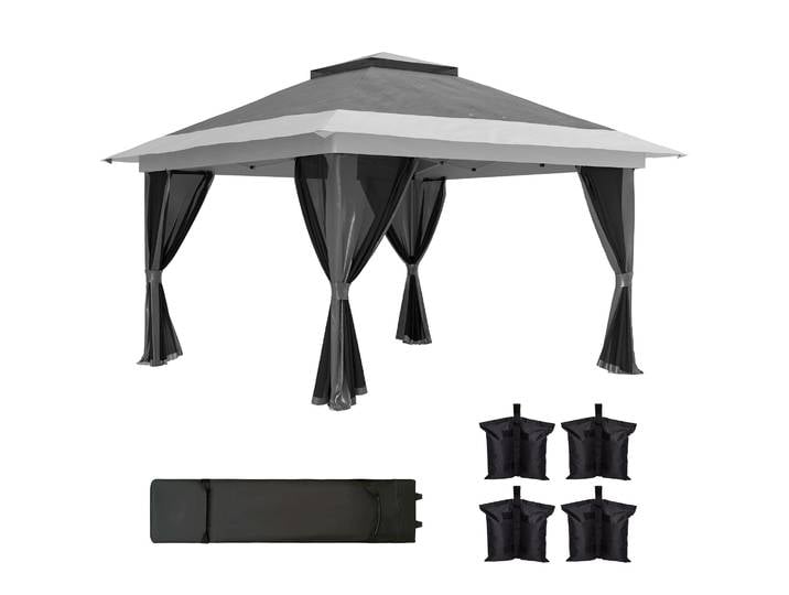 Tente pliante Outsunny 3,6 x 3,6 m avec 4 parois latérales en maille anti-UV