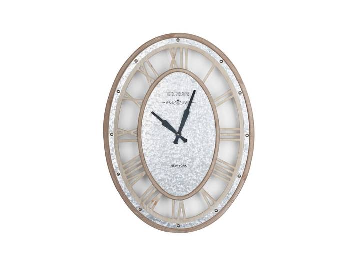Wanduhr Sophia, Silberfarben, Hellbraun, Metall, 8x80x60 cm, Dekoration, Uhren, Wanduhren