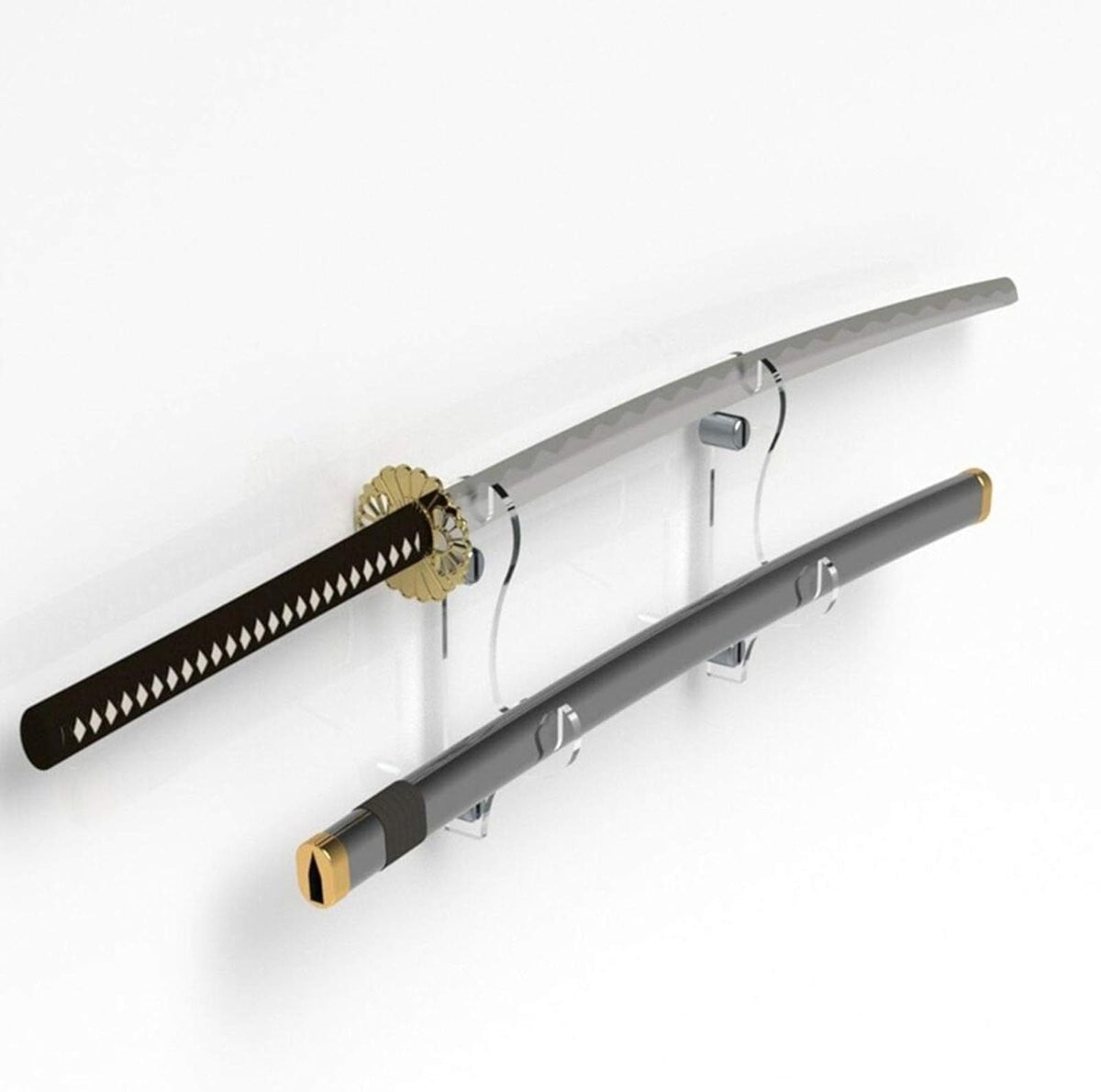Transparante Wandhouder Zwaarden Display Hanger met Twee Niveaus - 19,5 x 8,5 cm
